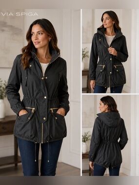 Via Spiga | Hooded Anorak Rain Jacket | Size L